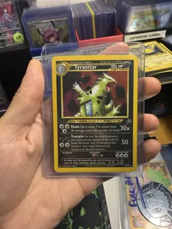 Pokemon TCG Tyranitar Neo Discovery Holo Card 12/75 Unlimited Rare MP Condition - Image 1
