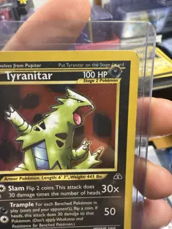 Pokemon TCG Tyranitar Neo Discovery Holo Card 12/75 Unlimited Rare MP Condition - Image 2