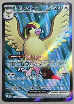 Pidgeot EX 217/197 Ultra Rare Full Art Holo Obsidian Flames Pokemon TCG Card NM - Image 1
