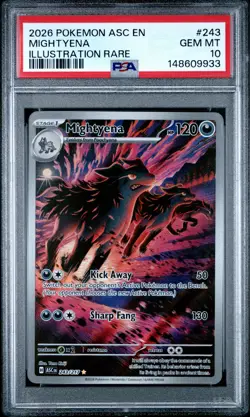 2026 POKEMON ASC EN-ASCENDED HEROES ILLUSTRATION RARE #243 MIGHTYENA PSA 10 - Image 1