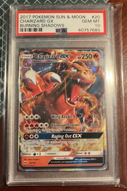2017 Pokemon Sun & Moon Burning Shadows CHARIZARD GX #20 PSA 10 - Image 1