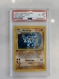 Pokemon TCG Machamp Holo 1st Edition Base Set #8/102 Holo Rare PSA 6 - Image 1