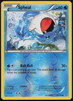 Spheal 45/160 LP Primal Clash Common Reverse Holo Pokemon - Image 1