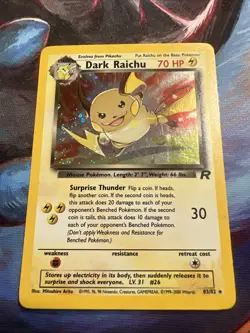 Pokemon Dark Raichu Holo TCG Card 83/82 - Image 1