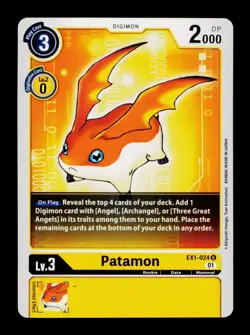 Patamon EX1-024 Yellow Digimon Card CCG Trading Card - Image 1