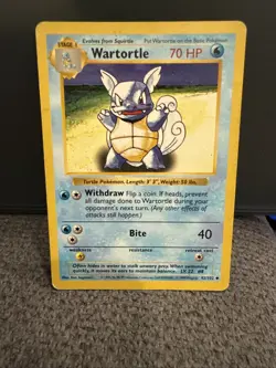 Pokemon TCG Wartortle Base Set, Shadowless Uncommon Card 42/102 LP - Image 1