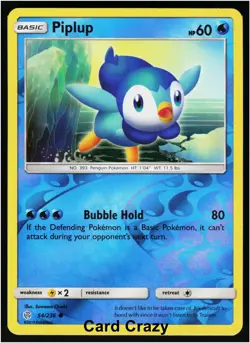 Piplup 54/236 Reverse Holo - SM - Cosmic Eclipse Pokemon Card (NM) - Image 1