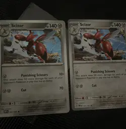 Lot of 2 Scizor 141/197 Reverse Holo Rare & Holo Rare Pokemon Card Set 2023 NM/M - Image 1