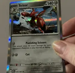 Lot of 2 Scizor 141/197 Reverse Holo Rare & Holo Rare Pokemon Card Set 2023 NM/M - Image 2