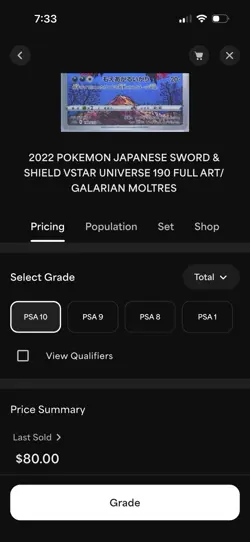 2022 Pokemon Japanese Sword And Shield Full Art 190/172 - Image 2