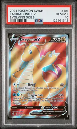 2021 POKEMON SWORD & SHIELD EVOLVING SKIES #191 FULL ART/DRAGONITE V PSA 10 - Image 1