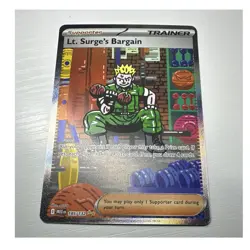 Pokemon Lt. Surge's Bargain Secret Rare Full Art Holo Trainer ME01 185/132 EN - Image 1