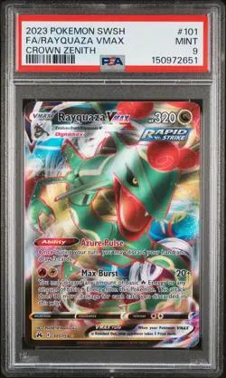 2023 POKEMON SWORD & SHIELD CROWN ZENITH #101 FULL ART/RAYQUAZA VMAX PSA 9 - Image 1