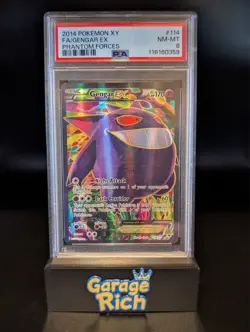 PSA 8 Gengar EX 114/119 Full Art - XY Phantom Forces Pokemon TCG NM Graded Slab - Image 1