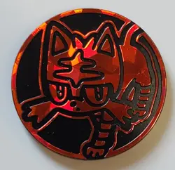 POKEMON TCG PLASTIC RED SHINY HOLOFOIL LITTEN COIN - Image 1
