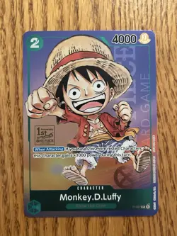 Monkey D Luffy P-037 1st Anniversary Tournament STAMP Promo Holo One Piece Card - Image 1