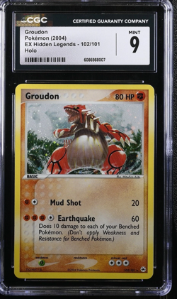 CGC 9 MINT Groudon 2004 EX Hidden Legends 102/101 Holo Pokemon Card - Image 1