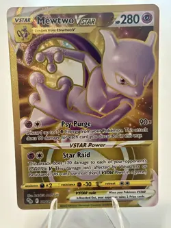 GOLD Pokemon Go Mewtwo VSTAR 86/78 Secret Rare TCG Card Full Art Holo NM - Image 1