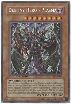 Yu-Gi-Oh Card - CT04-EN003 - DESTINY HERO PLASMA (secret rare holo) - NM - Image 1