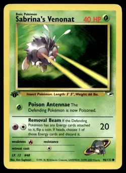 Sabrina's Venonat Gym Heroes 096/132 1st Edition MP Pokemon TCG | Buy 10 Get 10 - Image 1