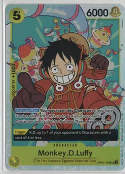 Monkey.D.Luffy OP07-109 SR ONE PIECE Tcg Card Game NM Yellow Reprint - Image 1