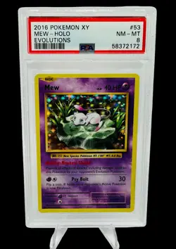 PSA 8 Mew Holo 53/108 Evolutions 2016 Pokemon XY Graded Card - Image 1
