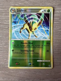 2010 Pokemon LEAFEON Undaunted Set REVERSE HOLO Foil Rare HGSS Series Card 17/90 - Image 1