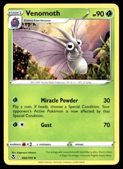 Venomoth SWSH12: Silver Tempest 002/195 MP Pokemon TCG | Buy 10 Get 10 Free - Image 1