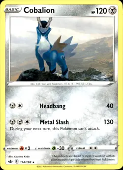 Cobalion 114/198 Rare (Deck Exclusives) - Pokemon SWSH06: Chilling Reign NM - Image 1