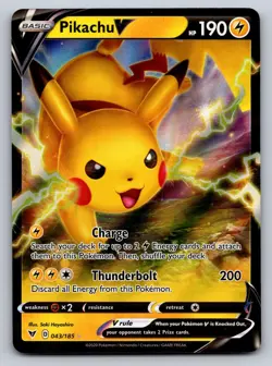 Pikachu V 043/185 Holo V Rare Vivid Voltage Pokemon Near Mint - Image 1