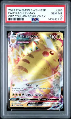 2023 POKEMON SWSH BLACK STAR PROMO #286 FULL ART/PIKACHU VMAX PSA 10 - Image 1