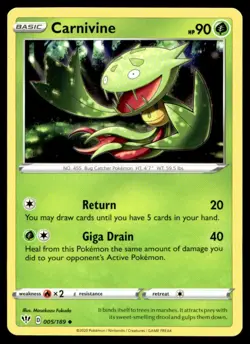 Carnivine SWSH03: Darkness Ablaze 005/189 MP Pokemon TCG | Buy 10 Get 10 Free - Image 1