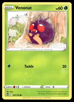 Venonat SWSH12: Silver Tempest 001/195 MP Pokemon TCG | Buy 10 Get 10 Free - Image 1