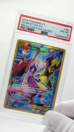 2015 POKEMON XY BREAKTHROUGH SECRET #163 FULL ART/MEWTWO EX PSA 8 - Image 1