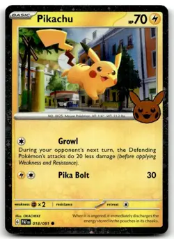Pikachu 018/091 Holo Holo Rare Trick or Trade BOOster 2024 Pokemon LP - Image 1