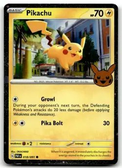 Pikachu 018/091 Holo Holo Rare Trick or Trade BOOster 2024 Pokemon LP - Image 1