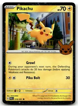 Pikachu 018/091 Holo Holo Rare Trick or Trade BOOster 2024 Pokemon LP - Image 1