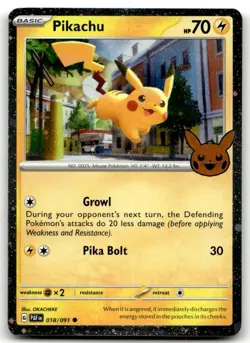 Pikachu 018/091 Holo Holo Rare Trick or Trade BOOster 2024 Pokemon LP - Image 1