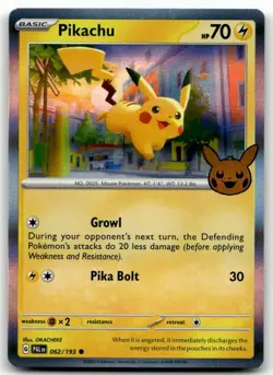 Pikachu 062/193 Holo Common Trick or Trade BOOster 2023 Pokemon Lightly Played - Image 1