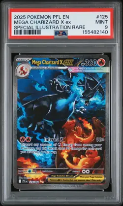 2025 POKEMON PFL EN-PHANTASMAL FLAMES #125 MEGA CHARIZARD X EX PSA 9 - Image 1