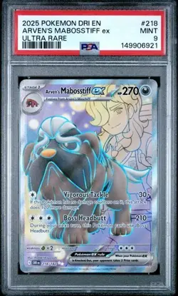 2025 POKEMON DRI EN-DESTINED RIVALS ULTRA RARE #218 ARVEN'S MABOSSTIFF EX PSA 9 - Image 1