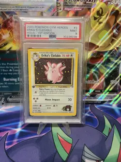 Pokemon Erika's Clefable Gym Heroes 1st Edition Holo Rare #3 PSA 9 Mint - Image 1