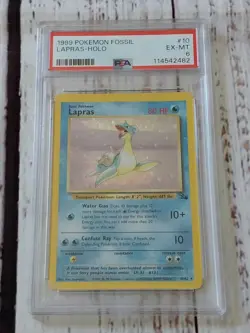 Pokemon TCG Lapras Holo Fossil Unlimited Edition 10/62 Holo Rare PSA 6 - Image 1