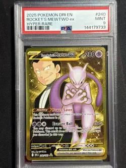 Pokemon Team Rocket's Mewtwo ex Destined Rivals Hyper Rare Holo 240/182 PSA9 - Image 1