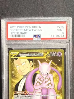 Pokemon Team Rocket's Mewtwo ex Destined Rivals Hyper Rare Holo 240/182 PSA9 - Image 3