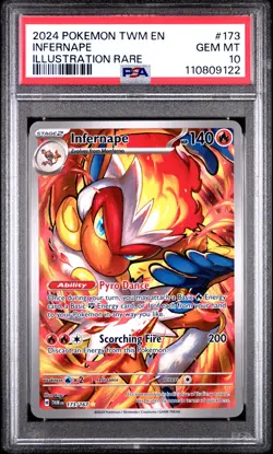 Infernape Pokemon TWM EN-Twilight Masquerade 173 Illustration Rare PSA 10 - Image 1
