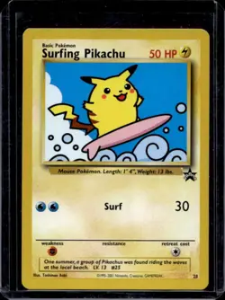 1999 Pokemon Wizards Black Star Promos Surfing Pikachu #28 - Image 1