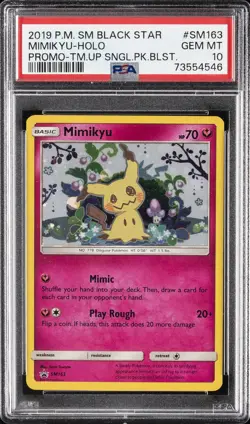 2019 POKEMON SM BLACK STAR PROMO #SM163 MIMIKYU-HOLO PSA 10 - Image 1