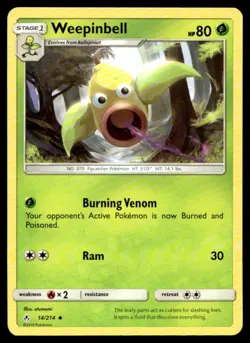 Weepinbell SM - Unbroken Bonds 14/214 MP Pokemon TCG | Buy 10 Get 10 Free - Image 1