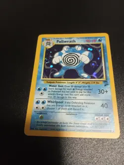 Pokemon card Poliwrath Base Set 2 SWIRL Holo Rare 015/130 English LP - Image 1